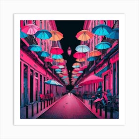 Umbrellas On The Street Art Print