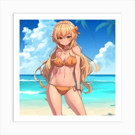 Anime Girl In Bikini Art Print