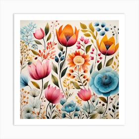 Watercolor Flowers 3 Art Print