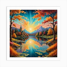 Sunset On The Lake Art Print