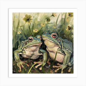 Frogs Fairycore Painting 1 Art Print