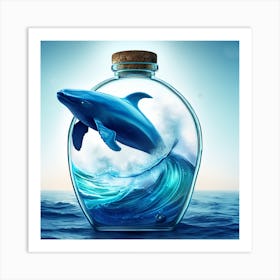 Dolphin In A Bottle Art Print