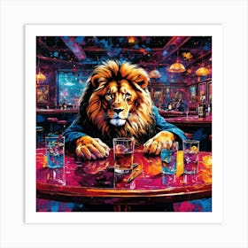 Lion At The Bar Art Print