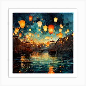 Paper Lanterns In The Sky 3 Art Print