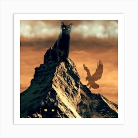 Black Cats On A Mountain Art Print