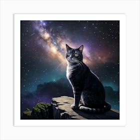 Cat In The Night Sky 1 Art Print