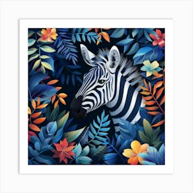 Zebra In The Jungle 10 Art Print