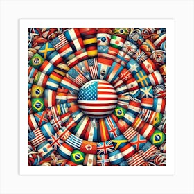 Global Unity Through National Flags Printed Art A Stunning Illustration Of National Flags Celebrating Patriotism And Global Unity, Perfect For Bringing Pride And International Connection To Any Sp Art Print