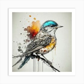 Watercolor Bird Art Print