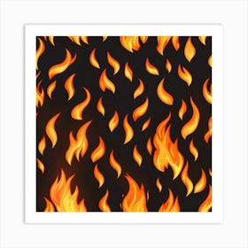 Flames On Black Background 58 Art Print