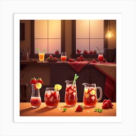 Strawberry Iced Tea Art Print