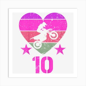 Kids Motocross Birthday 10 Year Old Boy Motocross 10th Birthday Art Print