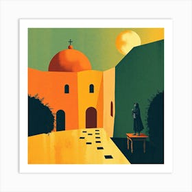 Man In Front Of A Church Art Print