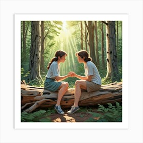 Couple Sitting Together Art Print (4) Art Print