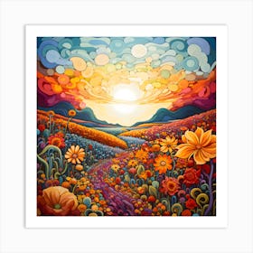 Sunset In The Meadow 2 Art Print