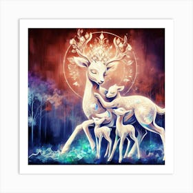 A crystal deer mom love with her kids Art Print