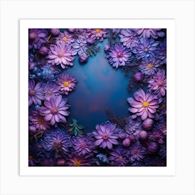 Purple Flowers On A Dark Background Art Print
