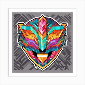 Vibrant Sticker Of A Herringbone Pattern Mask And Based On A Trend Setting Indie Game Art Print