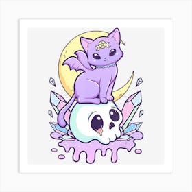 Trending Kawaii Pastel Goth Cute Creepy Witchy Cat And Art Print