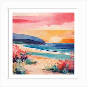 Sunset At The Beach Art Print