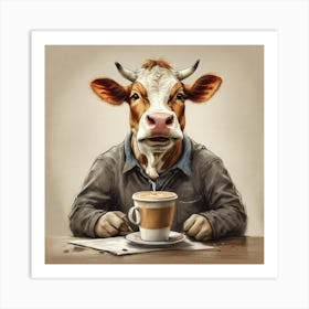 Cow With A Cup Of Coffee 4 Art Print