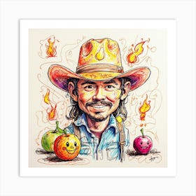 Caricature Of A Cowboy 1 Art Print