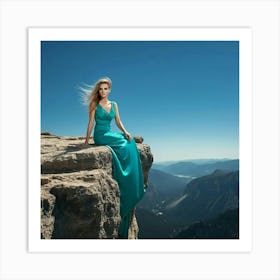 Beautiful Woman On A Cliff Art Print