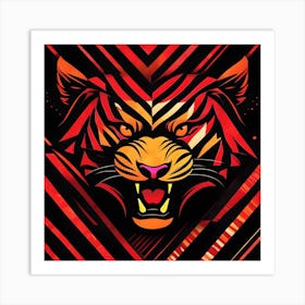 A Silhouette Design Of A Tiger T Shirt Art 3d Vector Art Cute And Quirky Bright Bold Colorful B 676586896 Art Print