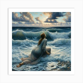 Woman In The Ocean 3 Art Print