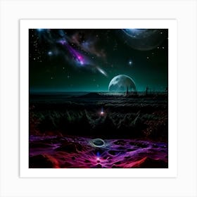 Space Landscape Wallpaper Art Print