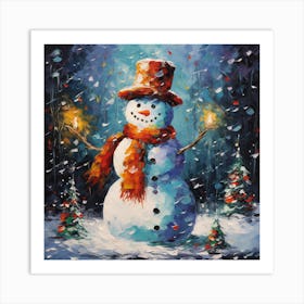 Christmas Snowman Art Print