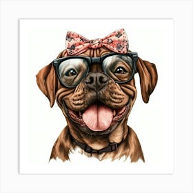 Dog With Glasses 15 Art Print