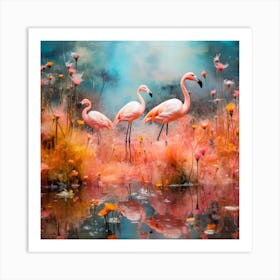 Flamingos Art Print