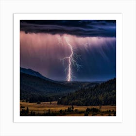 Impressive Lightning Strikes In A Strong Storm 6 Art Print