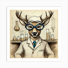 Deer In Lab Coat 10 Art Print