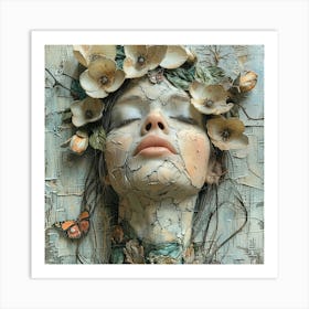 Portrait og a girl with flowers on her head Art Print