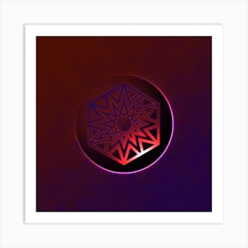 Geometric Neon Glyph on Jewel Tone Triangle Pattern 420 Art Print