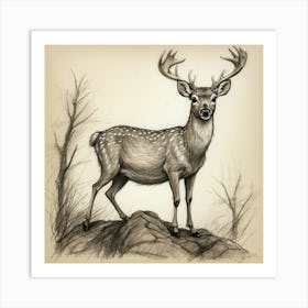 Deer Drawing 33 Art Print