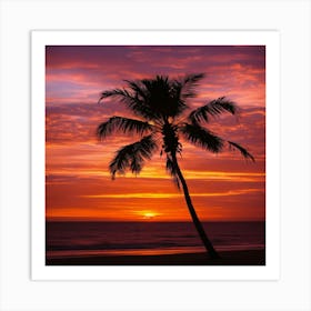 Palm Tree At Sunset Art Print