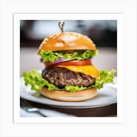 Hamburger On A Plate 40 Art Print