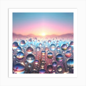 Water Drops In The Field Art Print