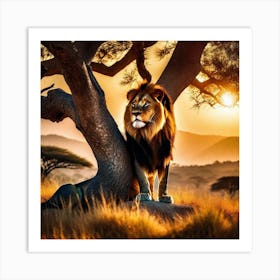 Lion In The Sunset 2 Art Print