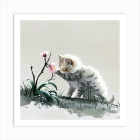 Chinese Kitten Painting Art Print