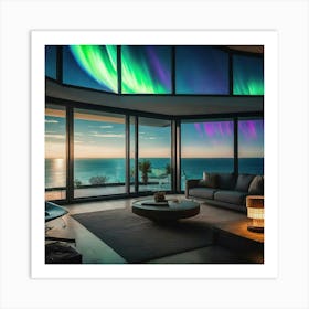 Aurora Borealis Ocean view Art Print