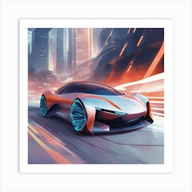 A Vibrant And Dynamic Design Featuring A Futuristic Electric Car, With Sleek Design, Long Range Capa Art Print