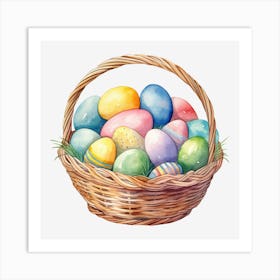 Easter Eggs In Basket 1 Art Print