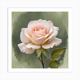 Pale Pink Rose On Grey 02 Art Print