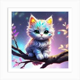 Cute Kitten On A Tree Branch 5 Art Print