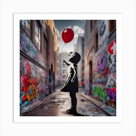 Red Balloon Girl Art Print
