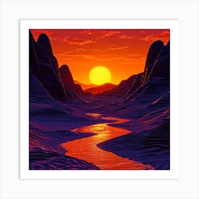 Sunset In The Desert 9 Art Print